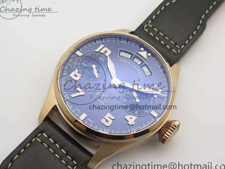 MIROTIME 0302 Big Pilot Real PR IW502701 RG YLF 1:1 Best Edition Blue Dial On Calfskin Strap A Classic 7225